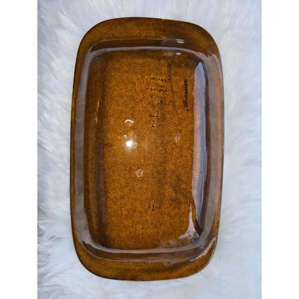 Vintage Hoganas Sweden‎ Keramik Amber Glazed Stoneware Rectangular Baker